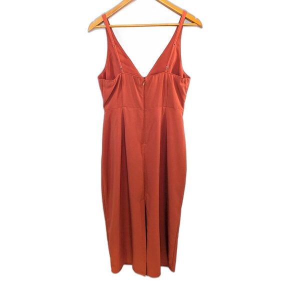 Abercrombie & Fitch | Silm Cutout Midi Dress Rust Orange Red	| Size Medium - Picture 6 of 12
